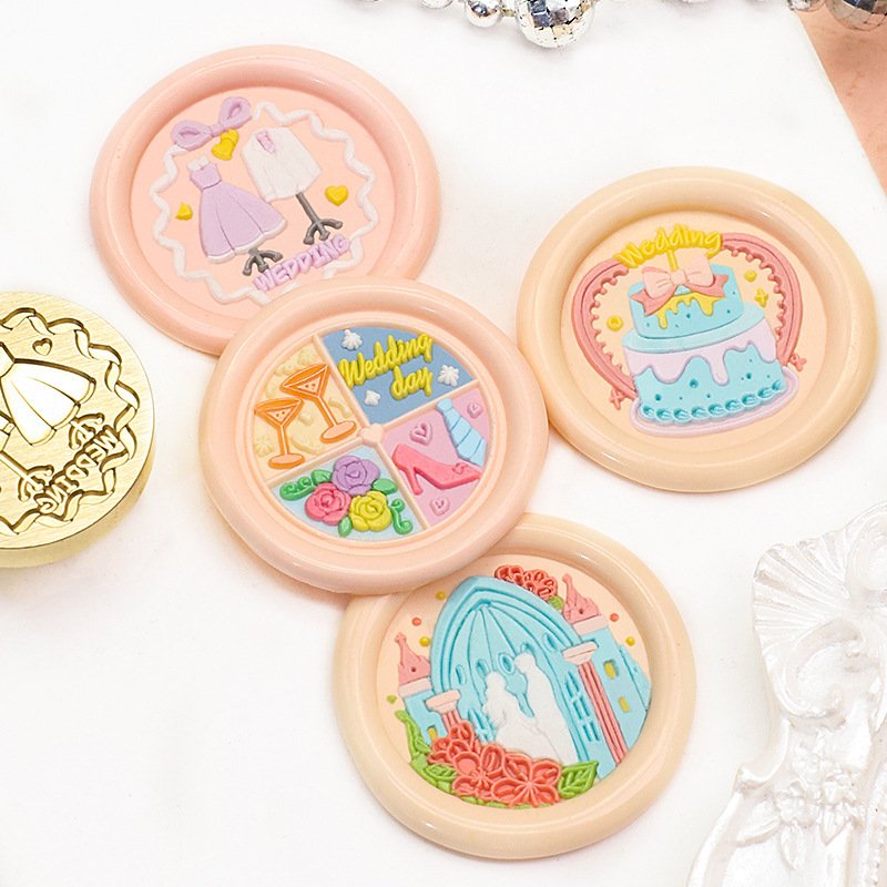 Factory Price Wedding Series Wedding Dress Party Hand Tied Bouquet Estheticism Wax Seal Stamp Head