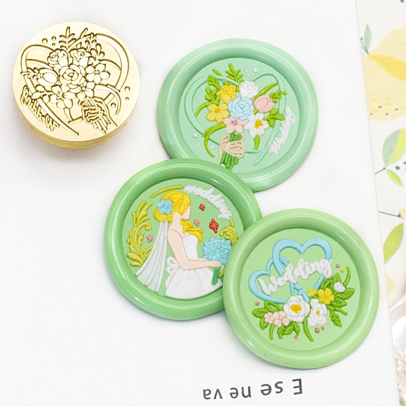 Factory Price Wedding Series Wedding Dress Party Hand Tied Bouquet Estheticism Wax Seal Stamp Head