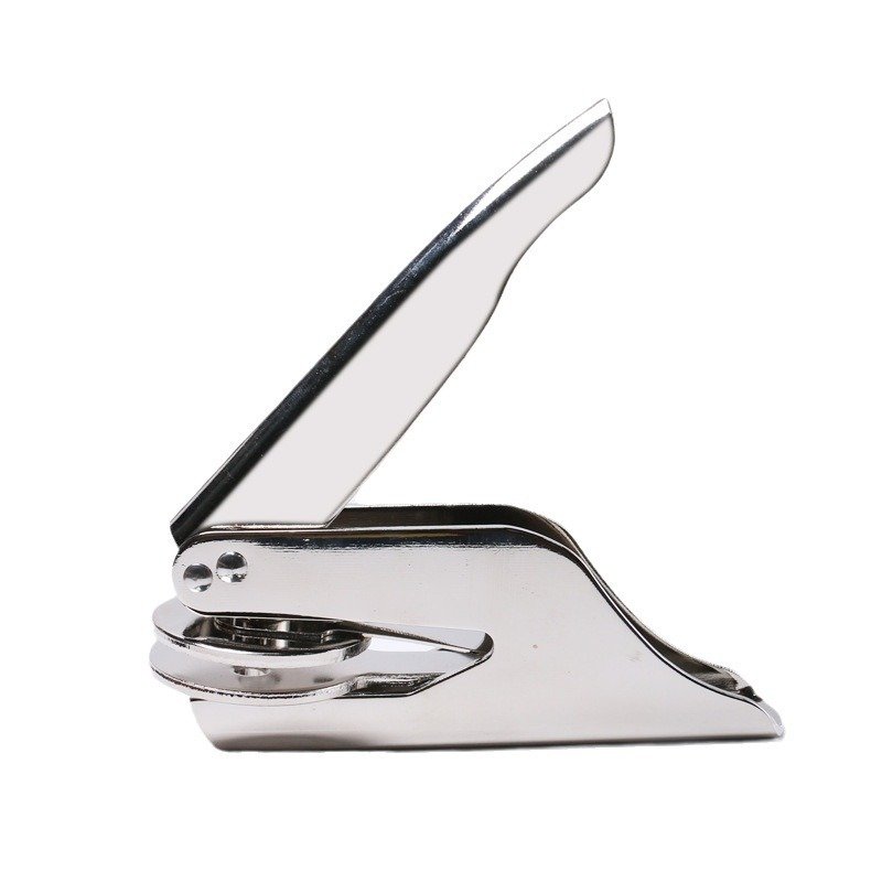 silver and gold pocket seal handle embossing stamp