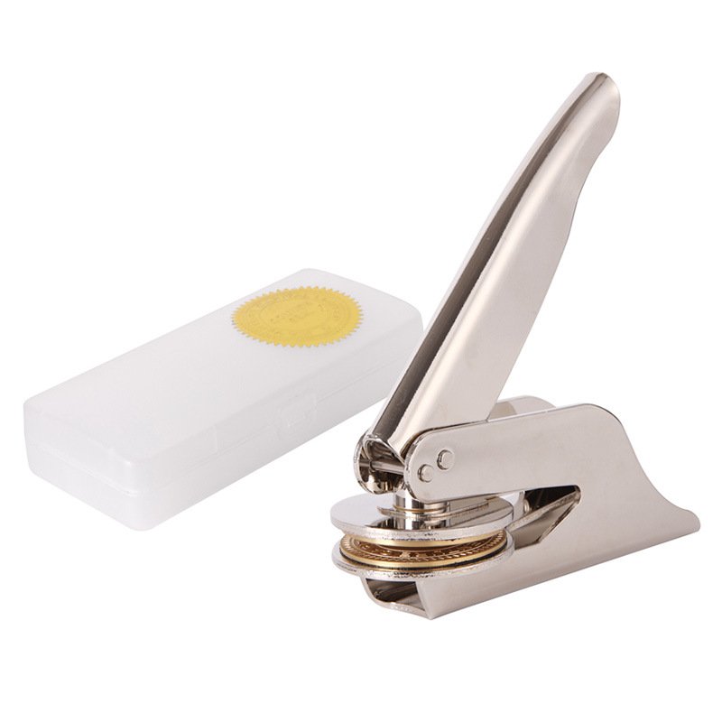 silver and gold pocket seal handle embossing stamp