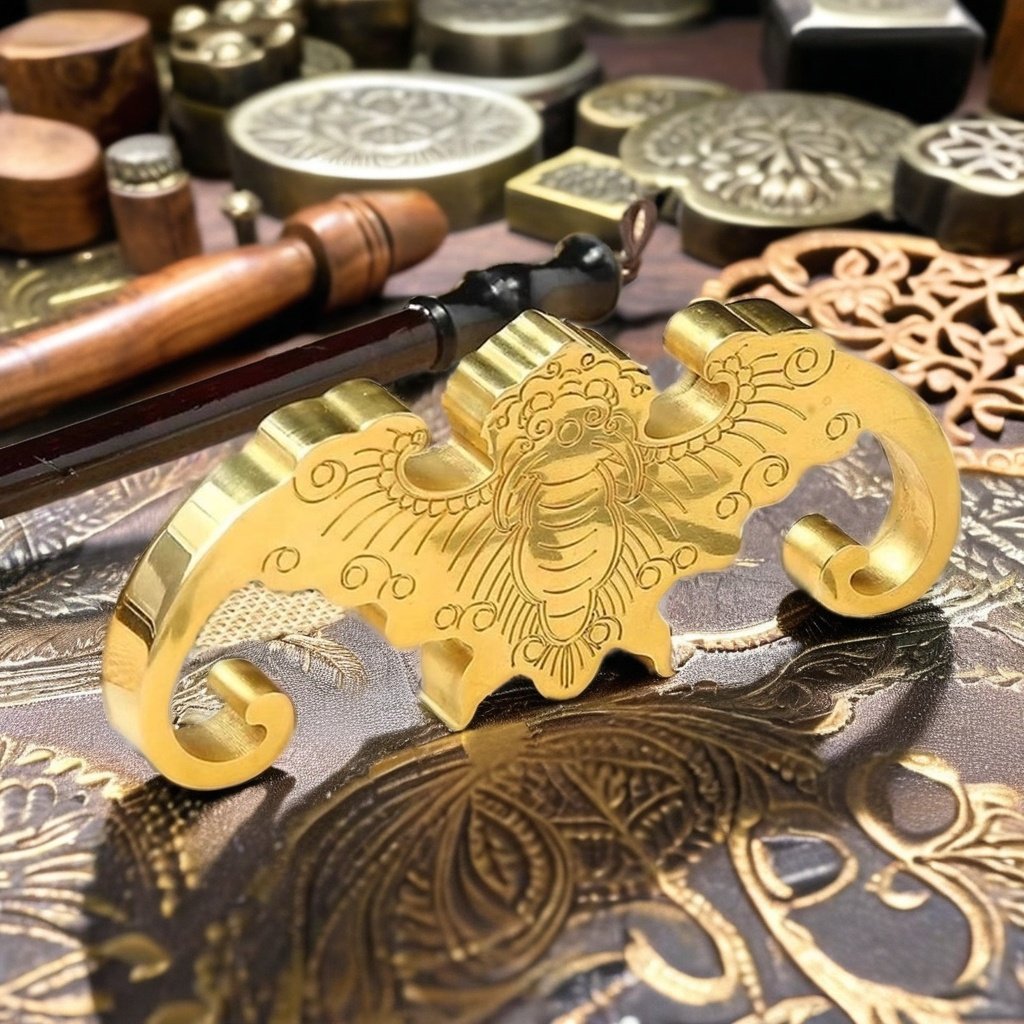 Wenfang Creative Customizable Bat Book Paperweight Four Treasure Supplies Stamps Brass Metal Press Ruler Plastic Wholesale