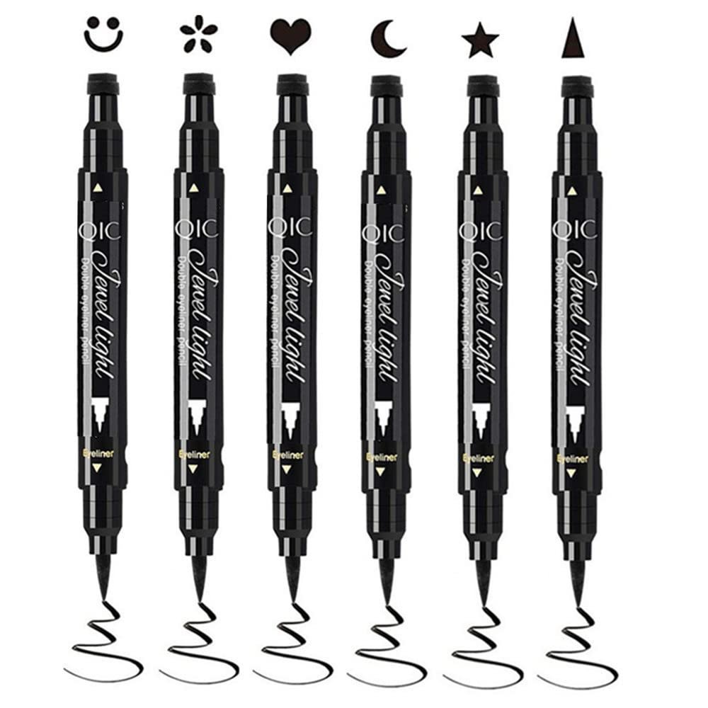 Wholesale Private label Double sided Super Gel Black Liquid Eyeliner pencil Waterproof Smooth Eyeliner Makeup 6 Shapes stamp