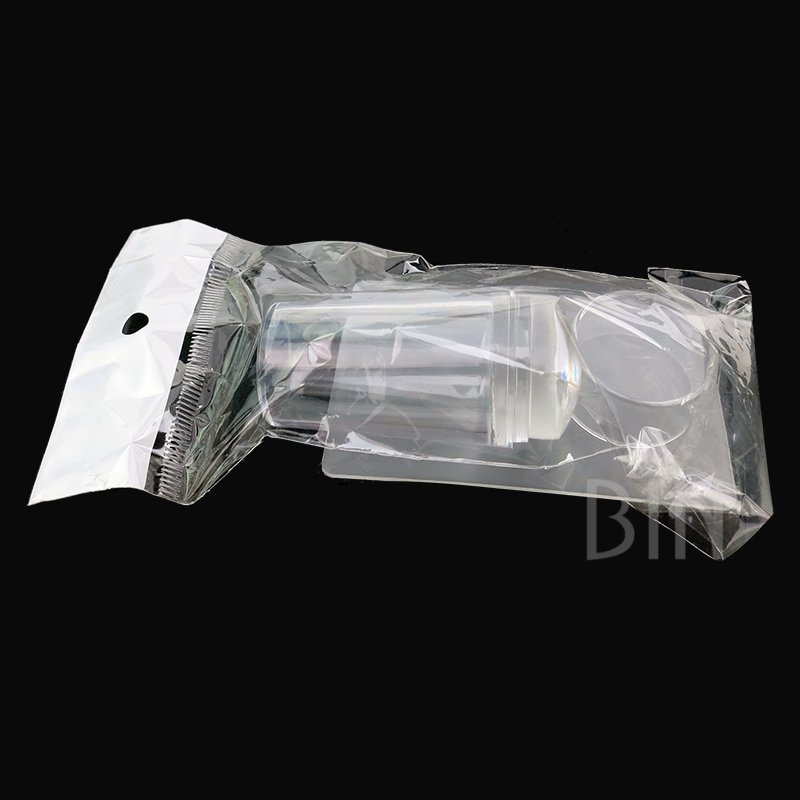 BIN 2.8cm Transparent Nail Stamper With Scraper Jelly Silicone Head Stamp for French Nails Printing Nail Art Stamping Plate