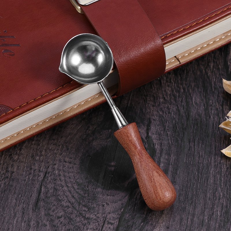 Vintage Wood Handle Sealing Wax Silver Spoon Wax Seal Stamp Spoon