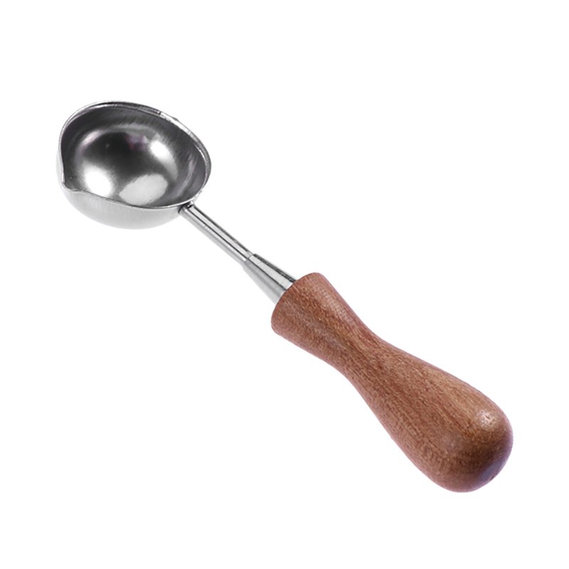 Vintage Wood Handle Sealing Wax Silver Spoon Wax Seal Stamp Spoon