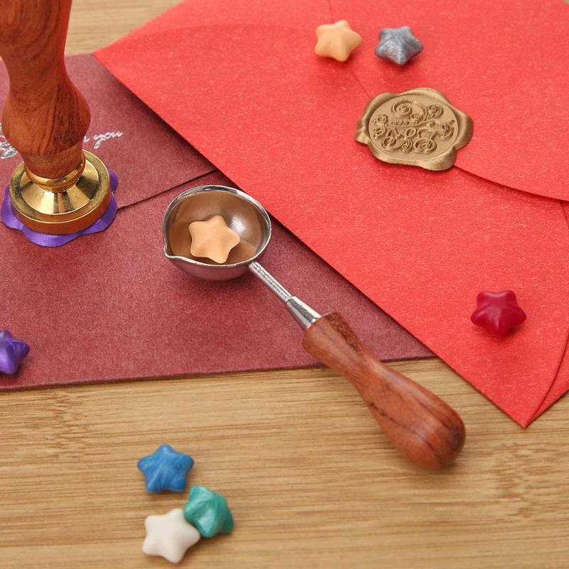 Vintage Wood Handle Sealing Wax Silver Spoon Wax Seal Stamp Spoon