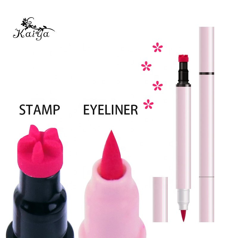 Private Label Makeup Dual End Neon UV Glow In The Dark Fluorescent Purple Eye Liner Flick Flower Heart Tattoo Eyeliner Stamp