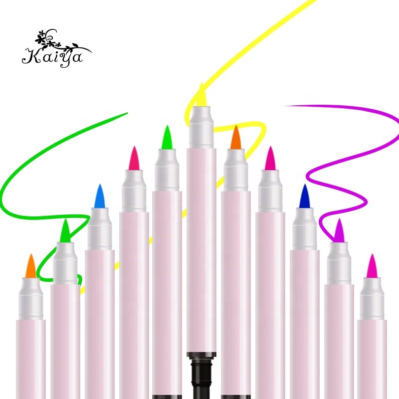 Private Label Makeup Dual End Neon UV Glow In The Dark Fluorescent Purple Eye Liner Flick Flower Heart Tattoo Eyeliner Stamp