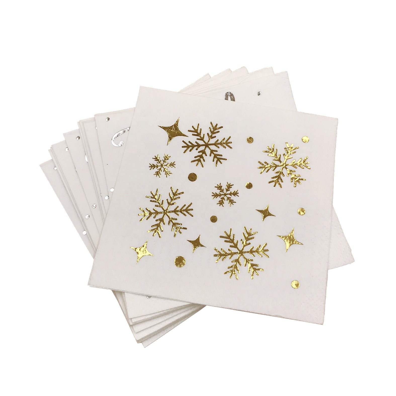Santian 2-3 Ply Gold Foil Stamped Napkins Christmas Party Cocktail Napkins Pack for Your Special Occasion