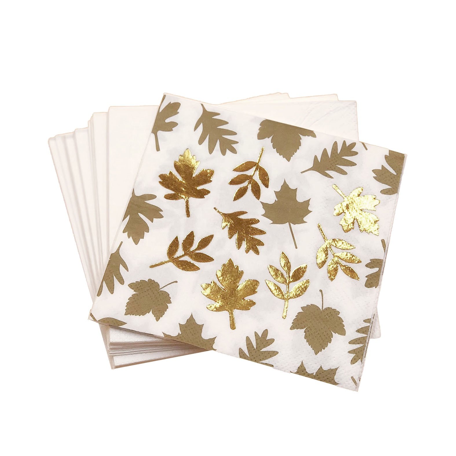 Santian 2-3 Ply Gold Foil Stamped Napkins Christmas Party Cocktail Napkins Pack for Your Special Occasion