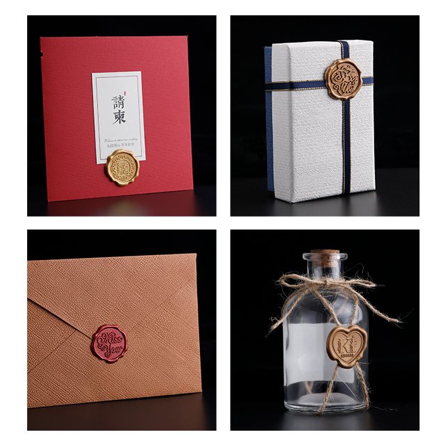 Customized logo wax seal stickers wedding invitation crafts stamps wine bottle seals self-adhesive wax seals/stickers wholesale