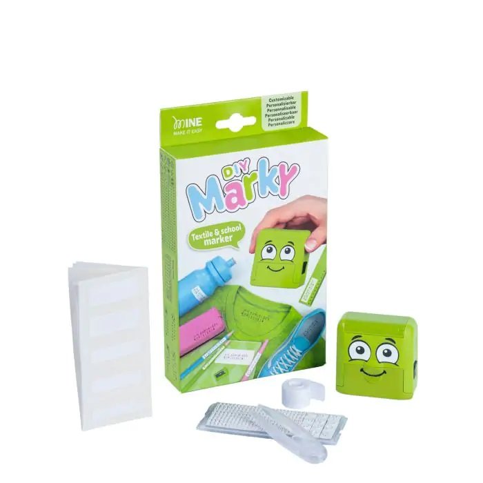 Double Sided Name Stamp with Marky Stamps Kids' Clothing Rubber Stamp for Personalized Logo Name Marking SelfInk Stamp
