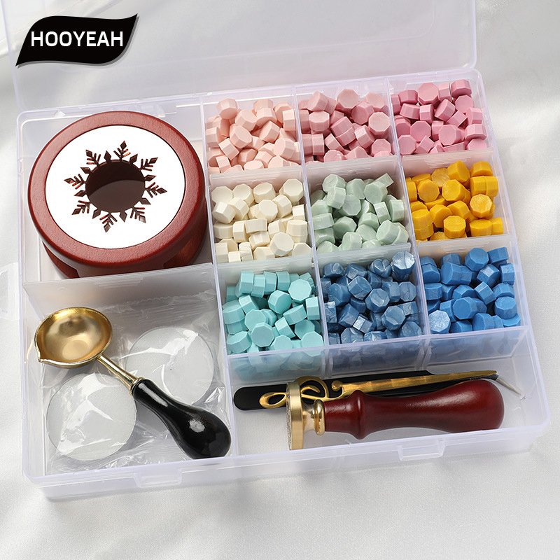 Large capacity wax sealed stamp wax bead set grid storage box/envelope with ticket invitation decoration DIY/wholesale