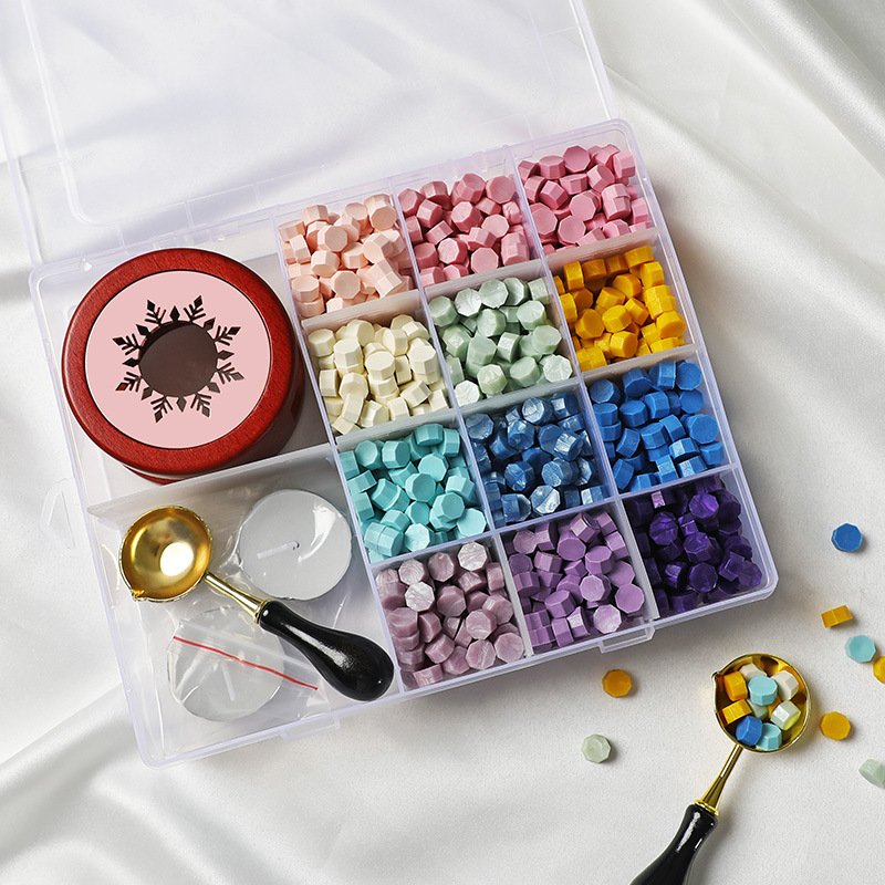 Large capacity wax sealed stamp wax bead set grid storage box/envelope with ticket invitation decoration DIY/wholesale
