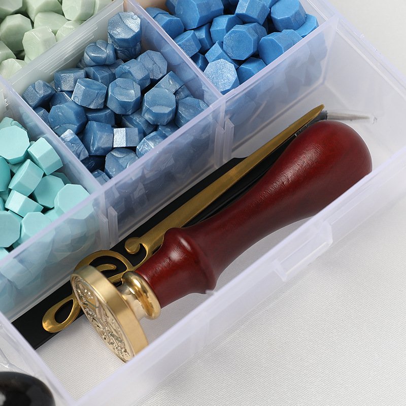 Large capacity wax sealed stamp wax bead set grid storage box/envelope with ticket invitation decoration DIY/wholesale