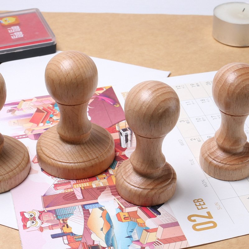 Rubber Stamp Handles Wood Round Blank Wooden Stamp Handle