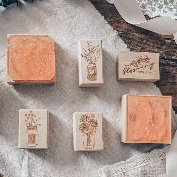 wood blocks for rubber stamp set children small custom logo personalized wooden rubber stamp with handle