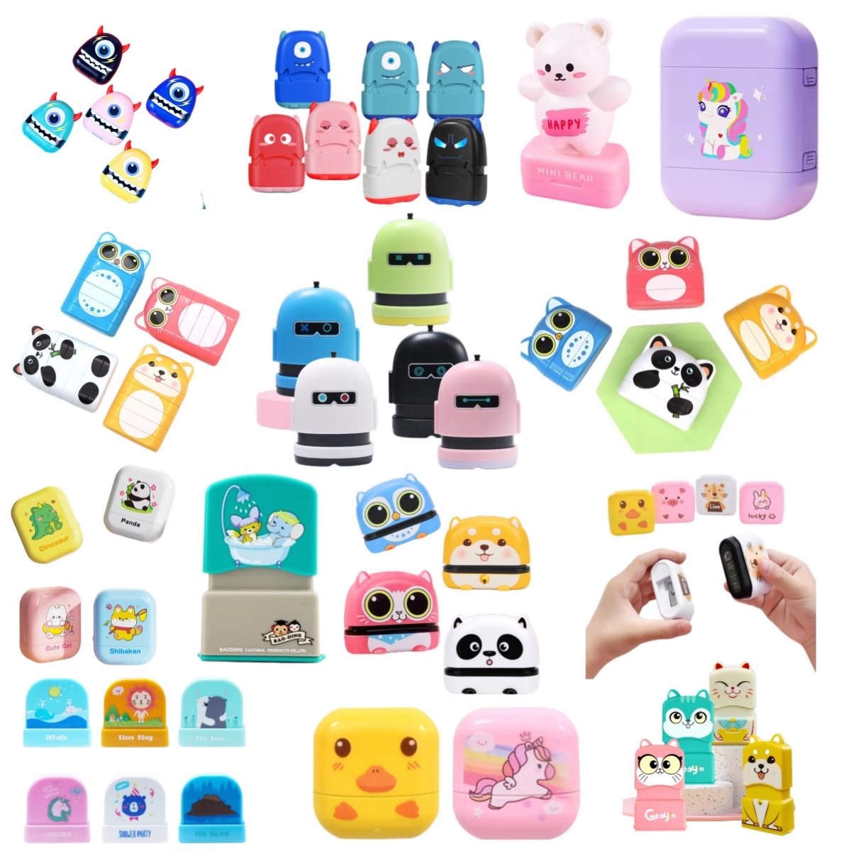 Water World Flash Stamp Children's Animal Kids Tamps Cartoon Cute Name Clothes Signature Toy Name Stamp for Clothing Kids