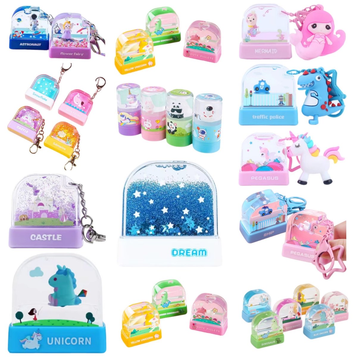 Water World Flash Stamp Children's Animal Kids Tamps Cartoon Cute Name Clothes Signature Toy Name Stamp for Clothing Kids