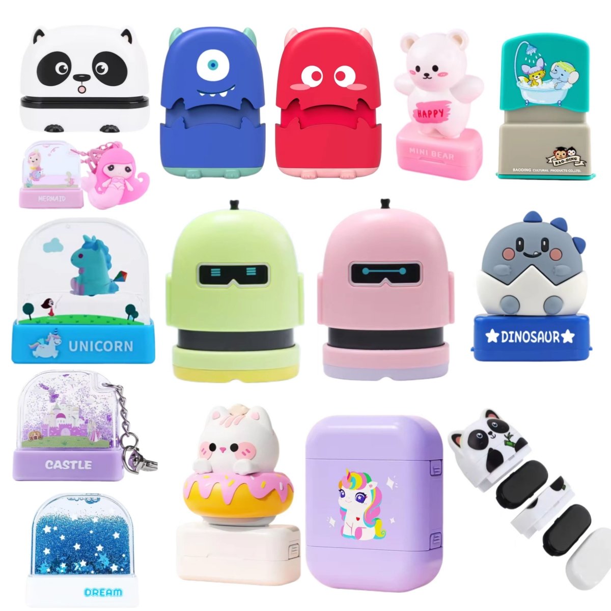 Water World Flash Stamp Children's Animal Kids Tamps Cartoon Cute Name Clothes Signature Toy Name Stamp for Clothing Kids