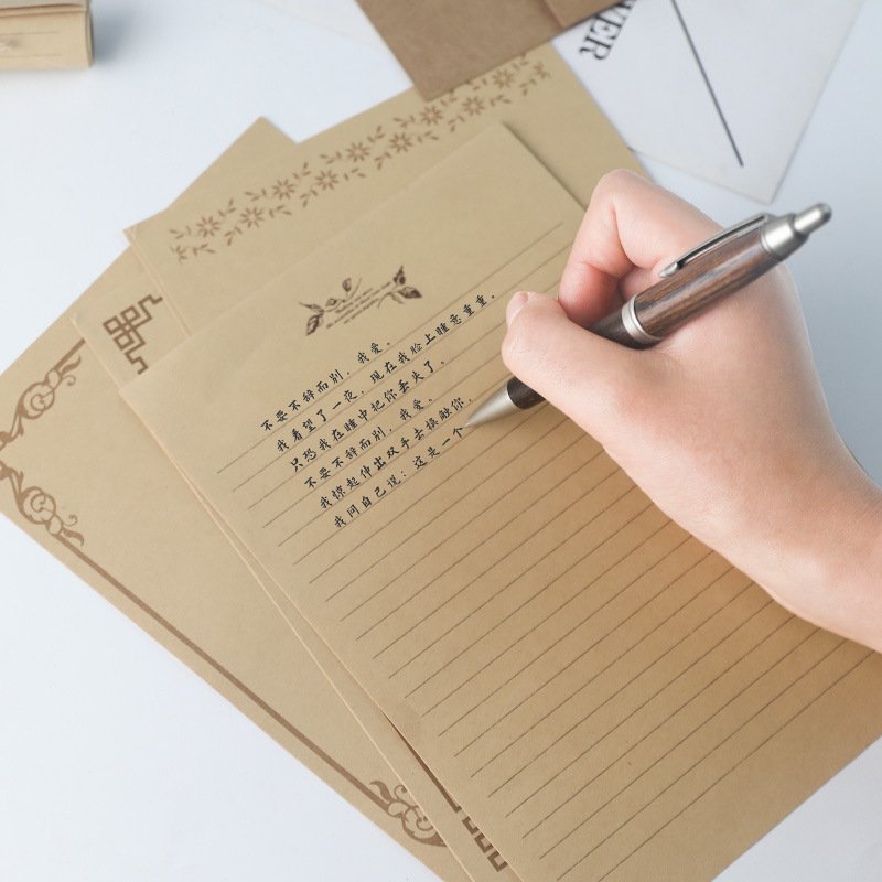 European style retro lace letter paper Stamp head wax seal decoration ledger Kraft paper stationery Birthday gift wedding