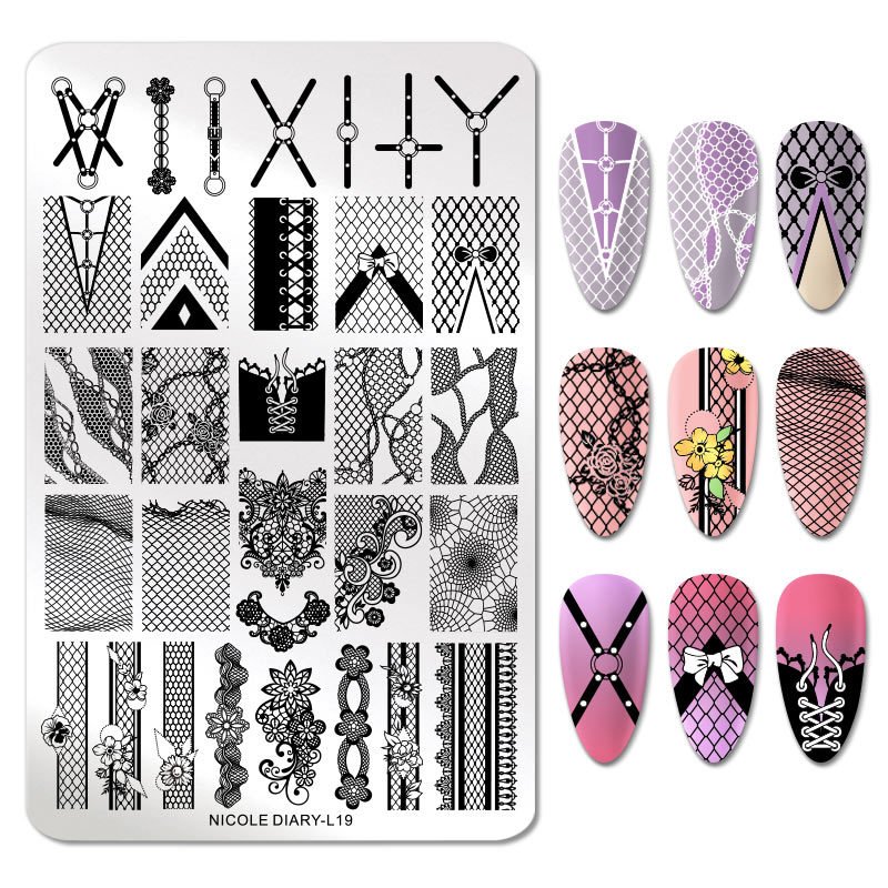 2020 cartoon stamping plates custom anime flower 3d nail art silicone stamping plate set