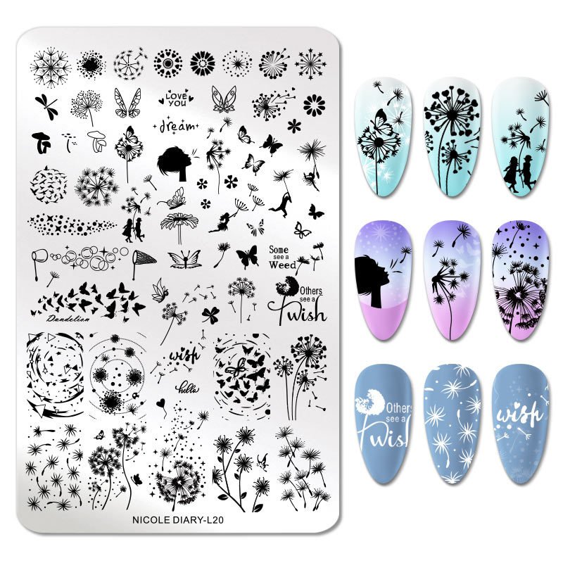 2020 cartoon stamping plates custom anime flower 3d nail art silicone stamping plate set