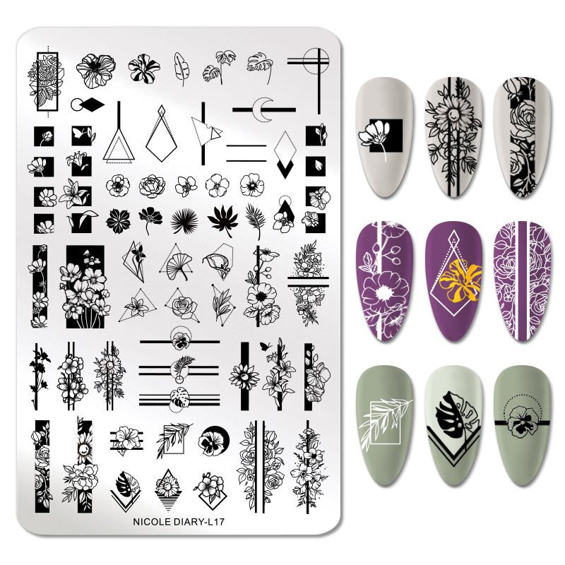 2020 cartoon stamping plates custom anime flower 3d nail art silicone stamping plate set