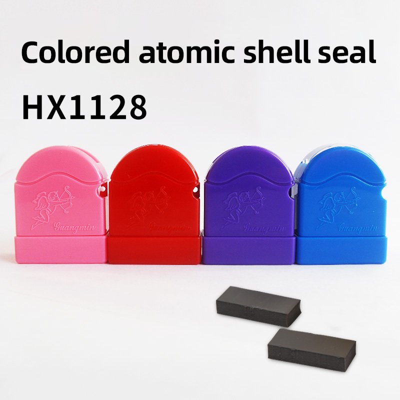 HX1128 Self-Inking Stamp Circular Imprint Plastic Ink Pad for Office Use
