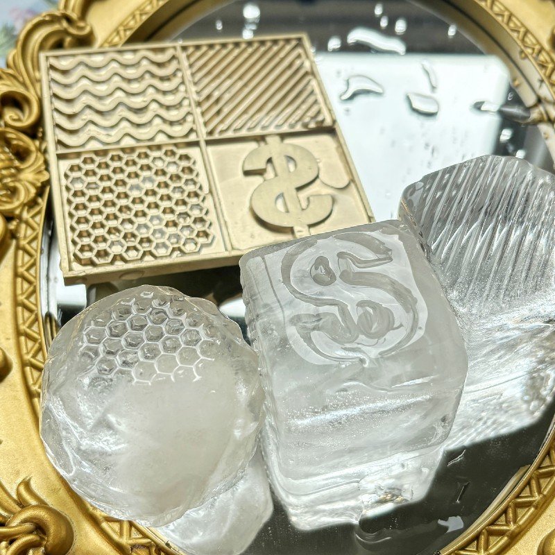 Ice Design Tray - simple wavy customized design - Personalized Brass Plate With Custom Stamp Bar Tools
