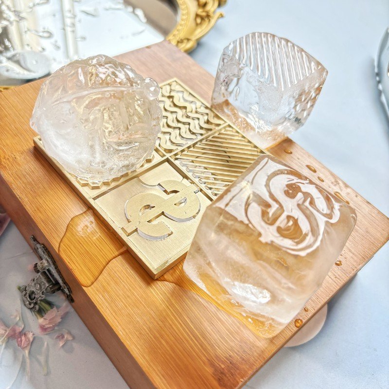 Ice Design Tray - simple wavy customized design - Personalized Brass Plate With Custom Stamp Bar Tools