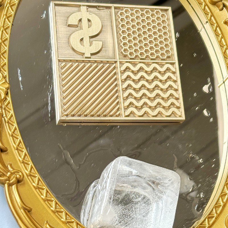 Ice Design Tray - simple wavy customized design - Personalized Brass Plate With Custom Stamp Bar Tools