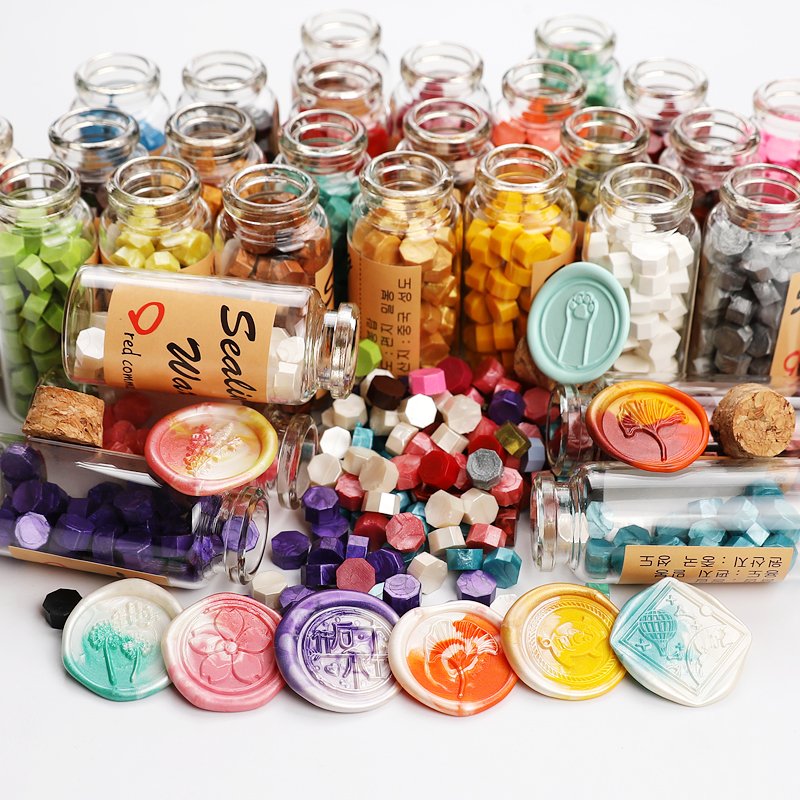 Small glass bottle sealing wax particles Stamp materials Envelope invitation seal Sealing wax bead Gift wrapping Manual DIY
