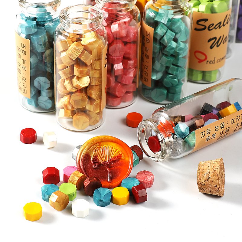 Small glass bottle sealing wax particles Stamp materials Envelope invitation seal Sealing wax bead Gift wrapping Manual DIY
