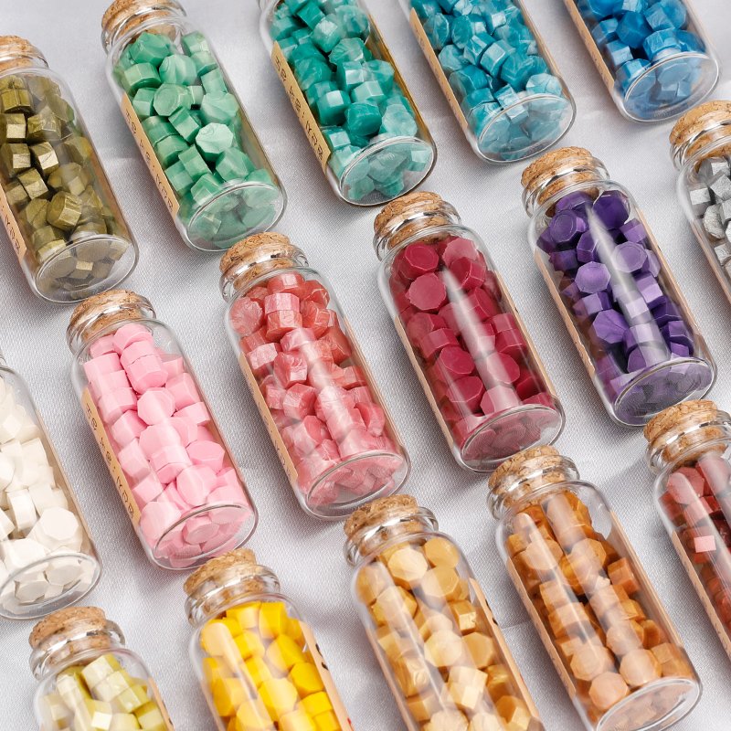 Small glass bottle sealing wax particles Stamp materials Envelope invitation seal Sealing wax bead Gift wrapping Manual DIY