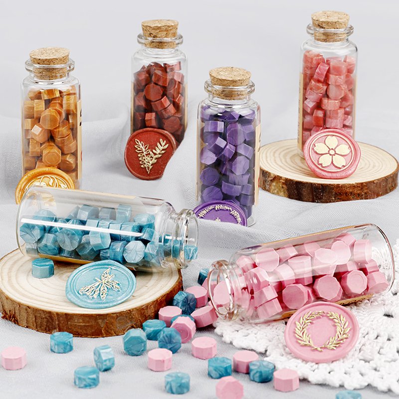 Small glass bottle sealing wax particles Stamp materials Envelope invitation seal Sealing wax bead Gift wrapping Manual DIY