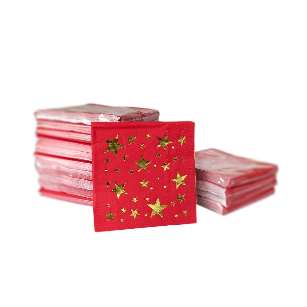 Santian Custom Designed 3-Ply Paper Foil Stamped Napkins Foldable Serviettes in Pack for Cocktail Party Color Prints