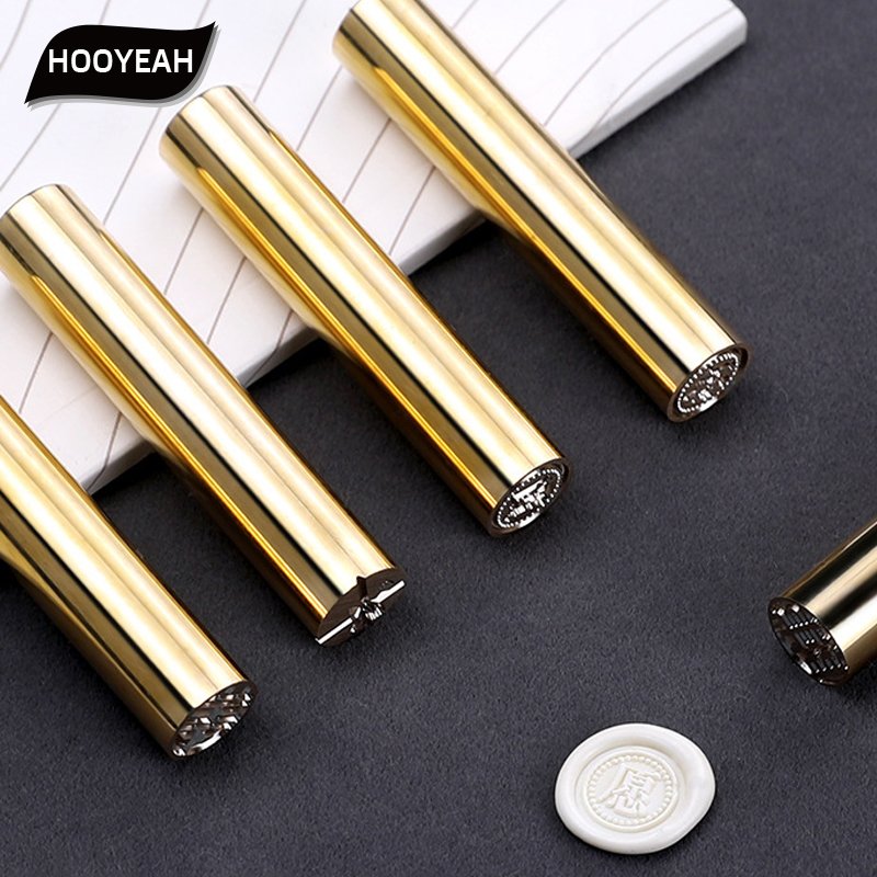 Mini cylindrical stamp head brass wax film gift packaging stamp hand account copper head stamp wholesale
