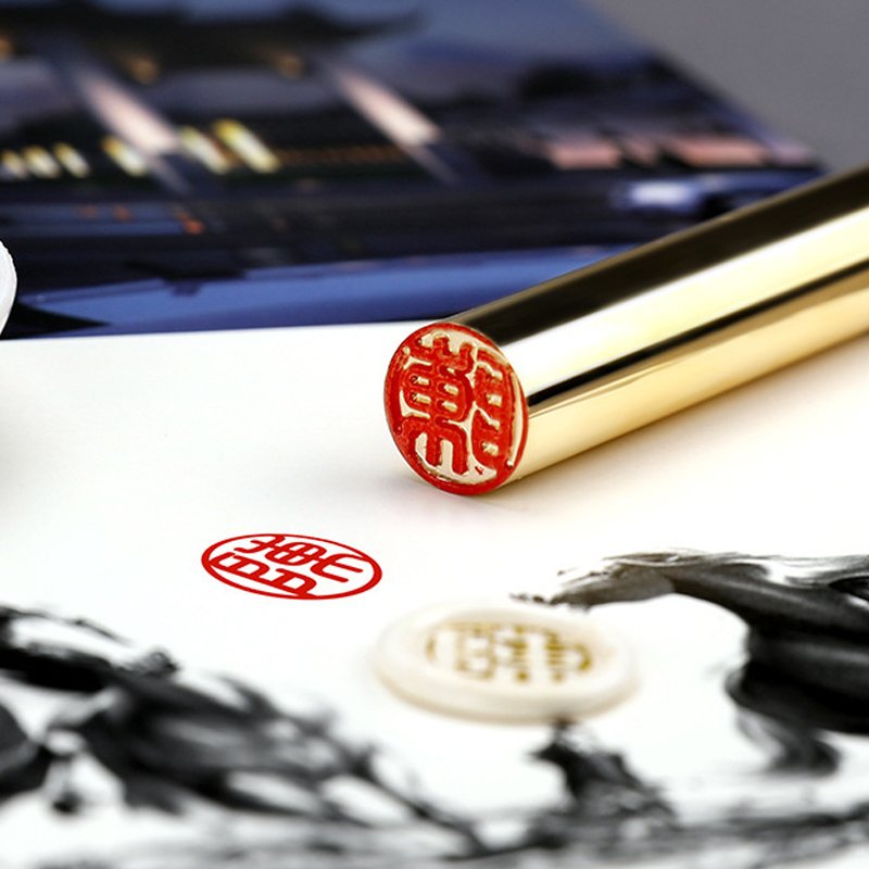 Mini cylindrical stamp head brass wax film gift packaging stamp hand account copper head stamp wholesale