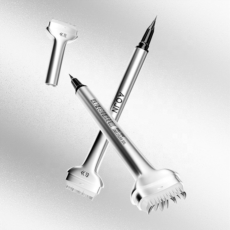 New Private Label Silver Lower Eyelash Stamp Eyeliner 2 in 1 Waterproof Ultra Fine Brown Liquid Eyeliner Wholesale