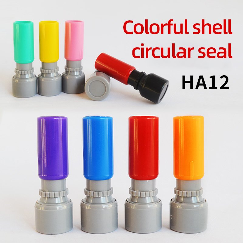HA12 Self-Inking Stamp Circular Imprint Plastic Ink Pad for Office Use
