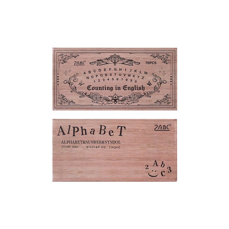 70pcs/in Time Stamps English Wooden Handbook Stamps Cross-border Vintage Alphanumeric Combination Handbook Stamps