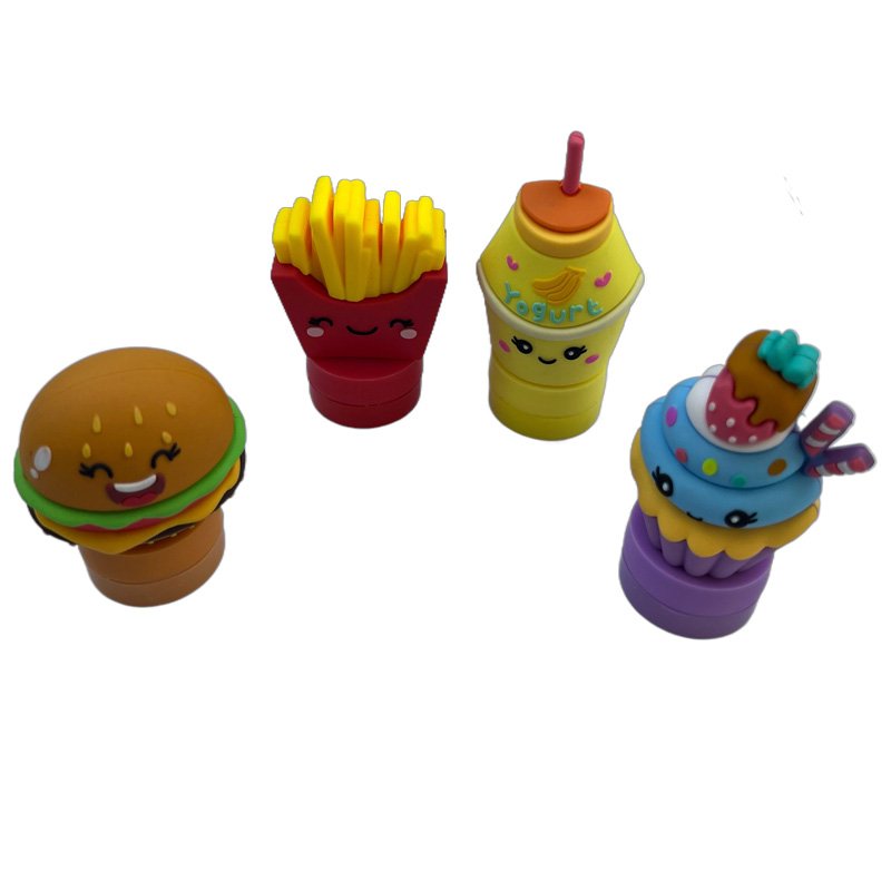 Self-Inking Cute 3D Fast food Hamburger French Fries Kids Toy Rubber Stamps For Children