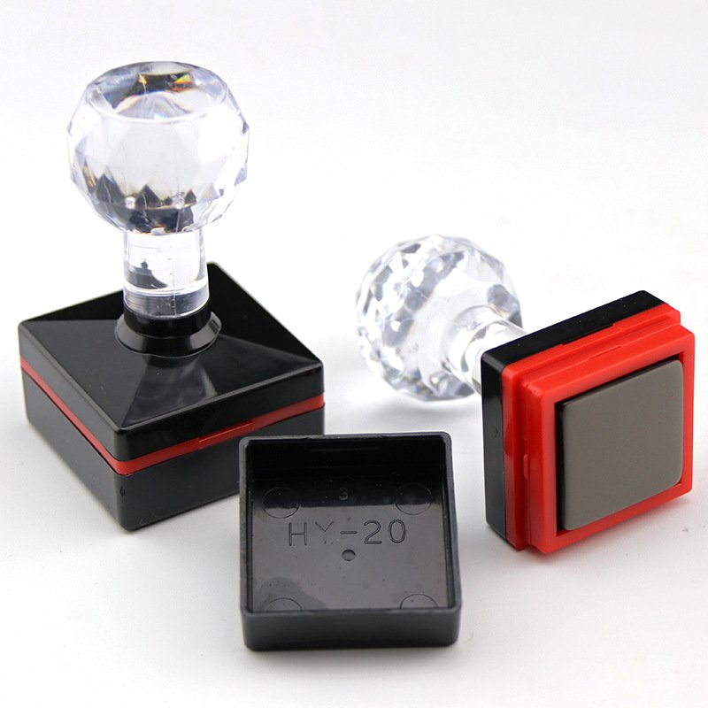 HB Series Custom Multiple Sizes Pre Inked Crystal Handle Photosensitive Teacher Stamp Office Flash Stamps