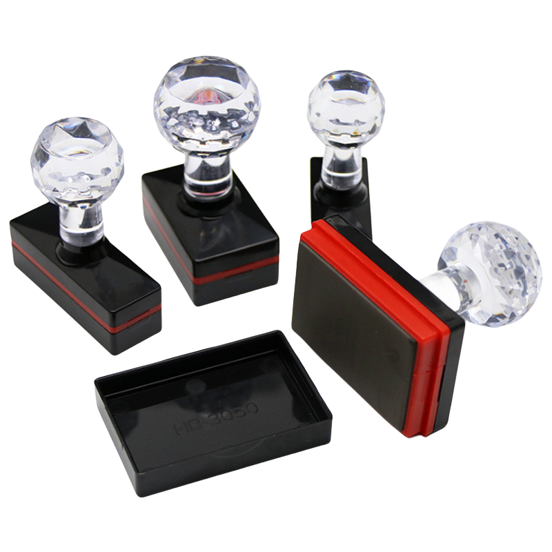 HB Series Custom Multiple Sizes Pre Inked Crystal Handle Photosensitive Teacher Stamp Office Flash Stamps