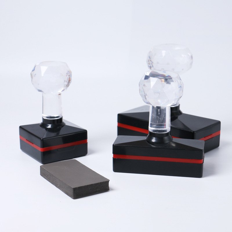 HB Series Custom Multiple Sizes Pre Inked Crystal Handle Photosensitive Teacher Stamp Office Flash Stamps