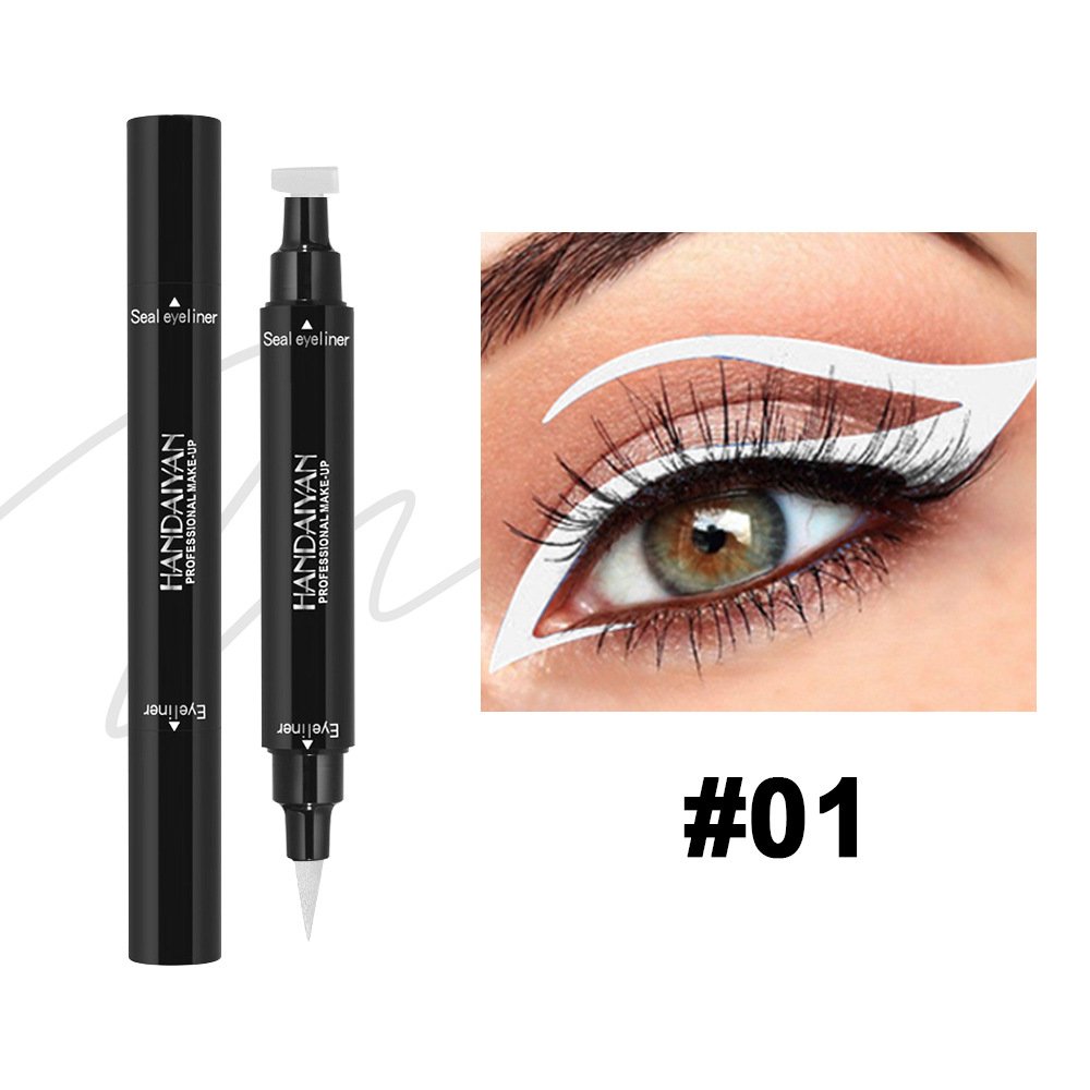 2 IN1 Winged Stamp Colored Liquid Eyeliner Pen Waterproof Fast Dry Double-ended Black Blue Pink Brown Seal Eye Liner MakeUp Tool