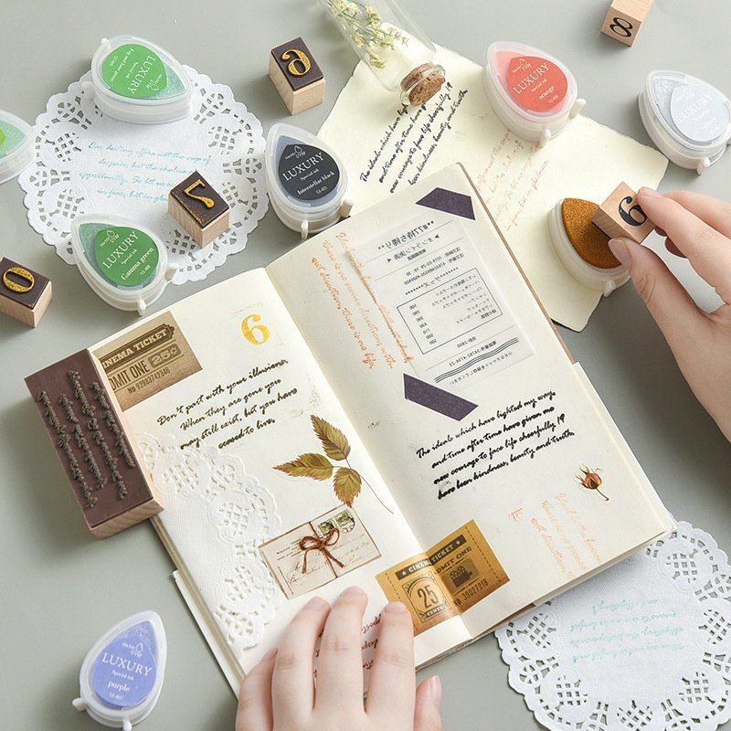 24 Colors Stamp Ink Pad for Wax Rubber Flash Wooden Stamps Multicolor Stamp Ink Sponge Pad