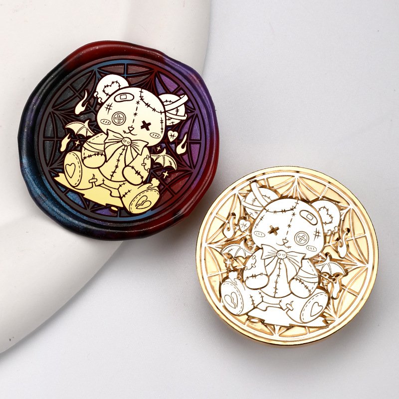 Hot Sells 40MM Large Seal Head Series Devil Bear Record Oreo Dome Wax Seal Stamp Head