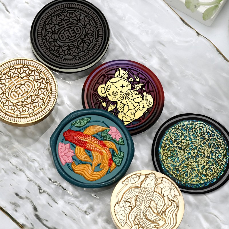 Hot Sells 40MM Large Seal Head Series Devil Bear Record Oreo Dome Wax Seal Stamp Head
